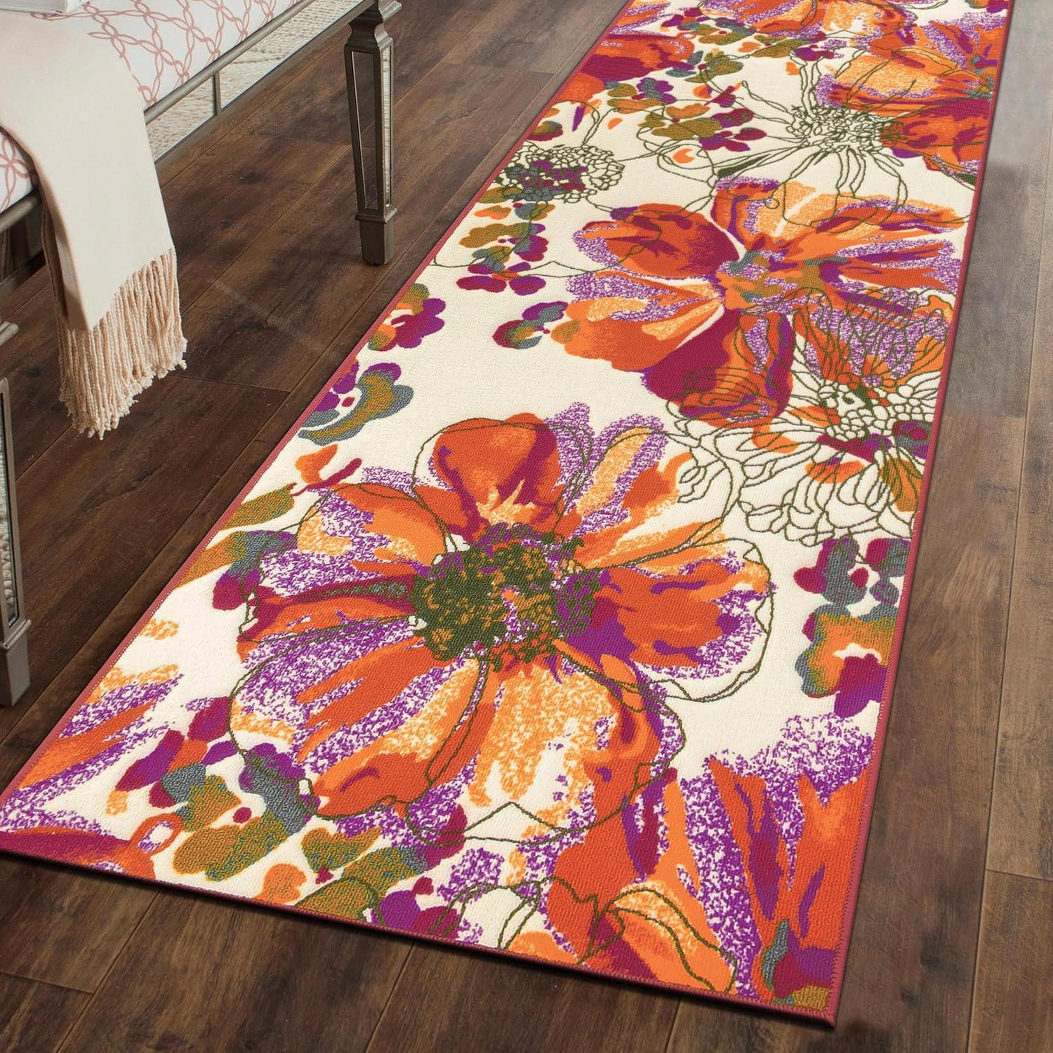 imageRugshop Contemporary GrayBlue Large Floral NonSlip Area Rug 5 x 7 Stylish AccentMulti Color