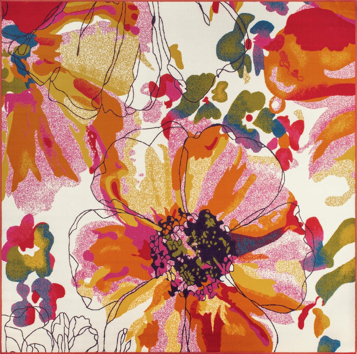 imageRugshop Contemporary GrayBlue Large Floral NonSlip Area Rug 5 x 7 Stylish AccentMulti Color