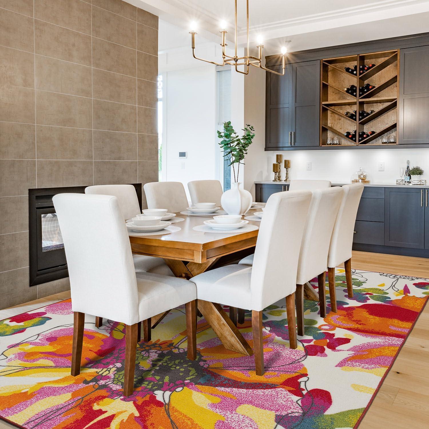 imageRugshop Contemporary GrayBlue Large Floral NonSlip Area Rug 5 x 7 Stylish AccentMulti Color