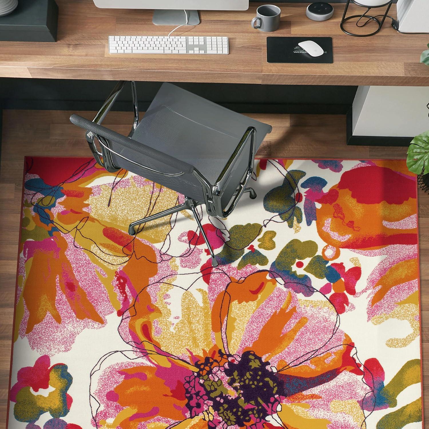 imageRugshop Contemporary GrayBlue Large Floral NonSlip Area Rug 5 x 7 Stylish AccentMulti Color