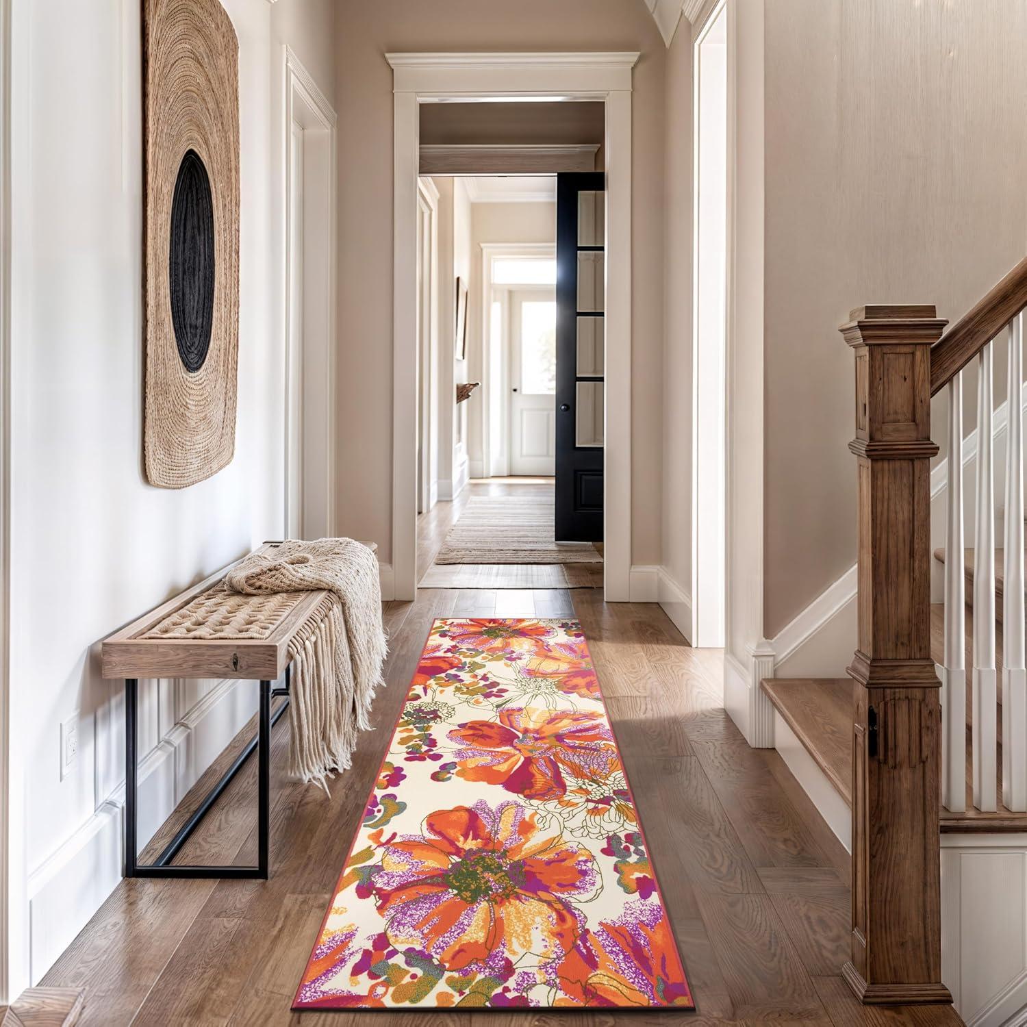 imageRugshop Contemporary GrayBlue Large Floral NonSlip Area Rug 5 x 7 Stylish AccentMulti Color