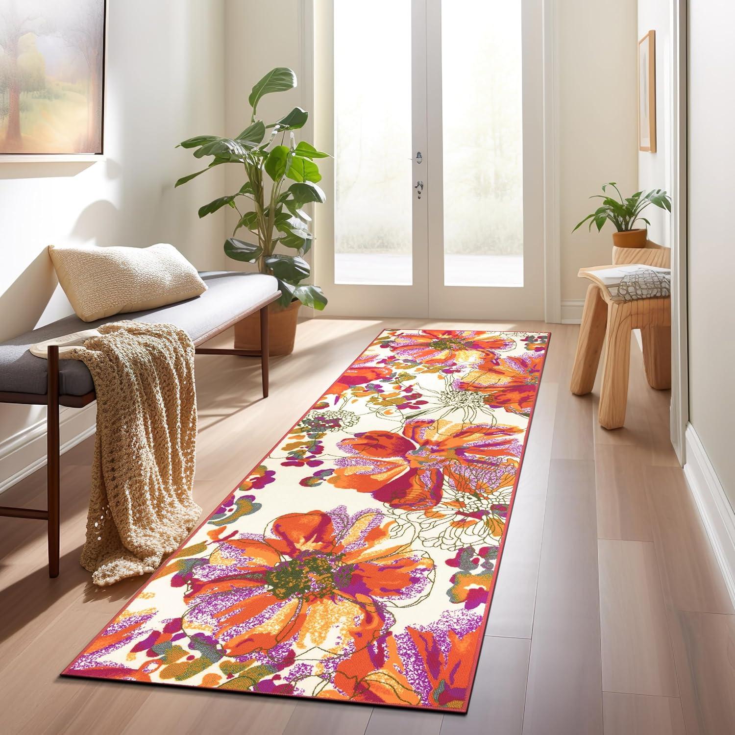 imageRugshop Contemporary GrayBlue Large Floral NonSlip Area Rug 5 x 7 Stylish AccentMulti Color