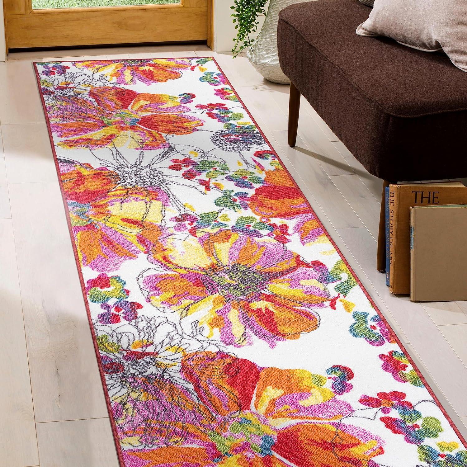 imageRugshop Contemporary GrayBlue Large Floral NonSlip Area Rug 5 x 7 Stylish AccentMulti Color