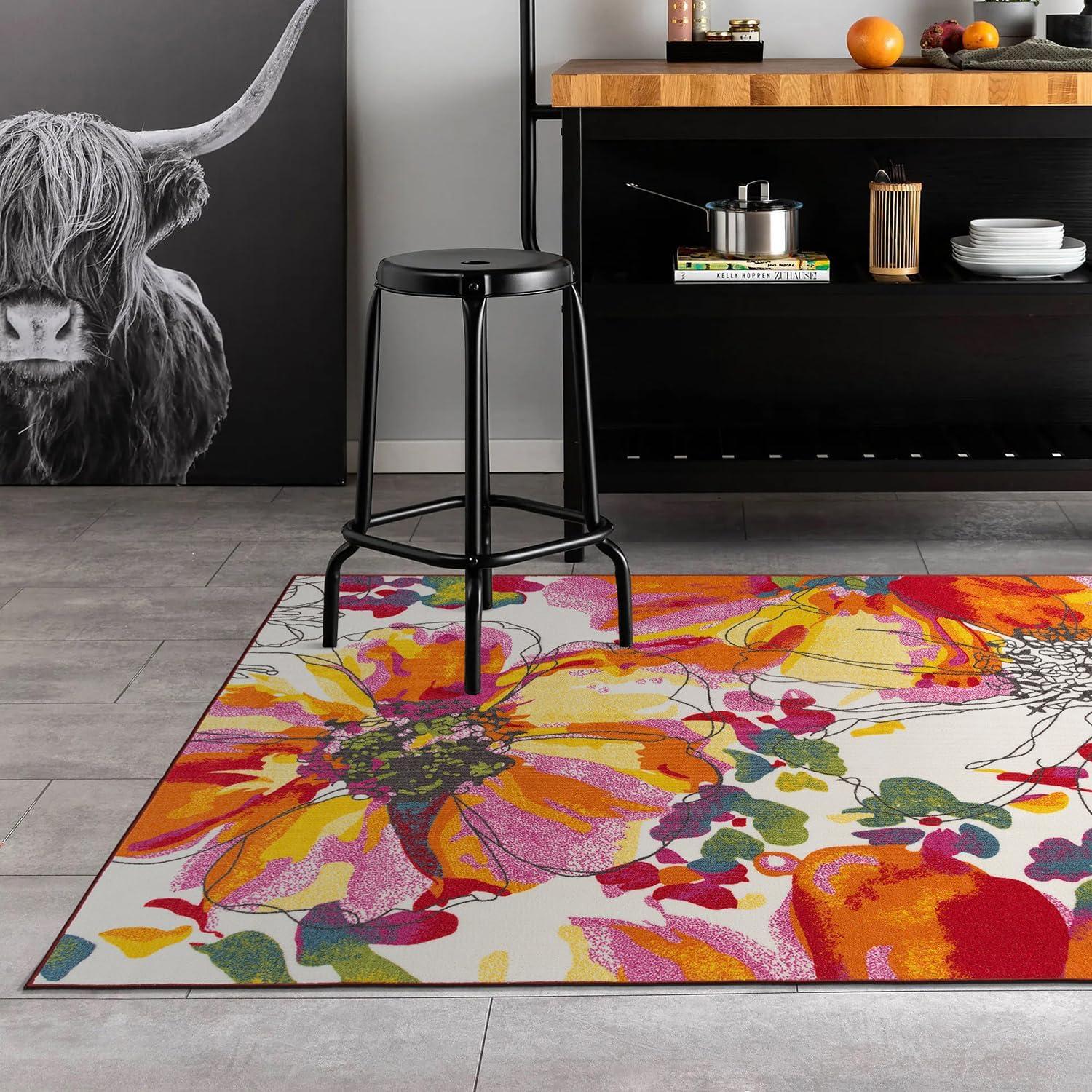 imageRugshop Contemporary GrayBlue Large Floral NonSlip Area Rug 5 x 7 Stylish AccentMulti Color