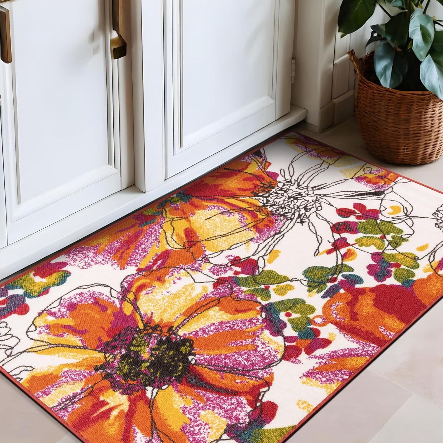 imageRugshop Contemporary GrayBlue Large Floral NonSlip Area Rug 5 x 7 Stylish AccentMulti Color