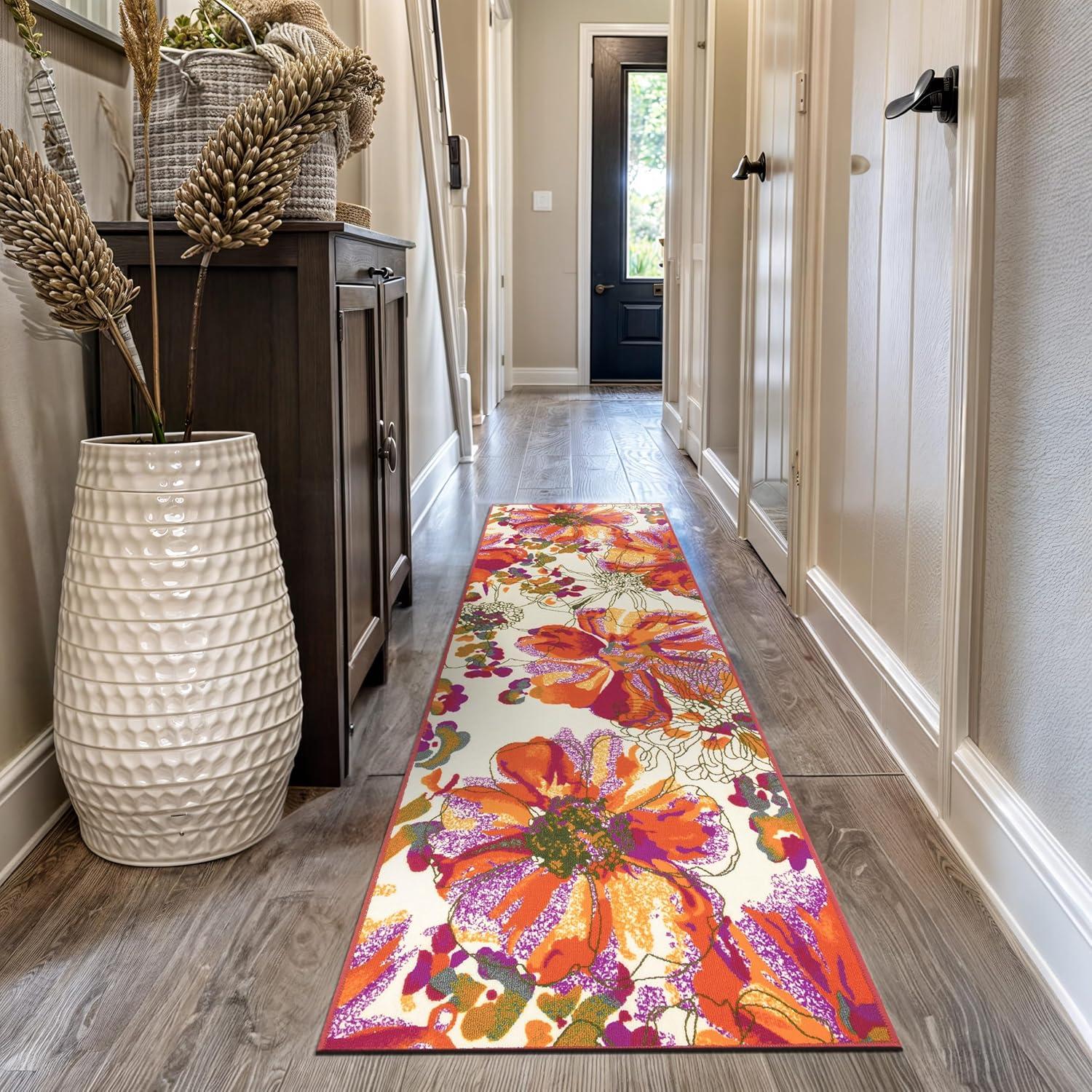 imageRugshop Contemporary GrayBlue Large Floral NonSlip Area Rug 5 x 7 Stylish AccentMulti Color