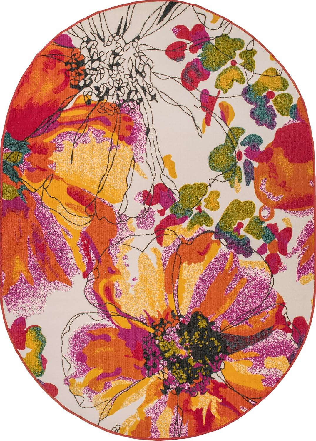 imageRugshop Contemporary GrayBlue Large Floral NonSlip Area Rug 5 x 7 Stylish AccentMulti Color