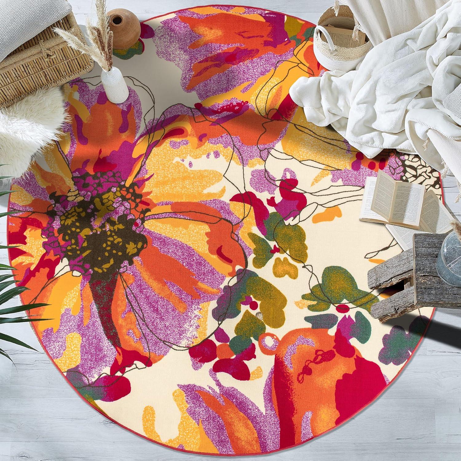 imageRugshop Contemporary GrayBlue Large Floral NonSlip Area Rug 5 x 7 Stylish AccentMulti Color