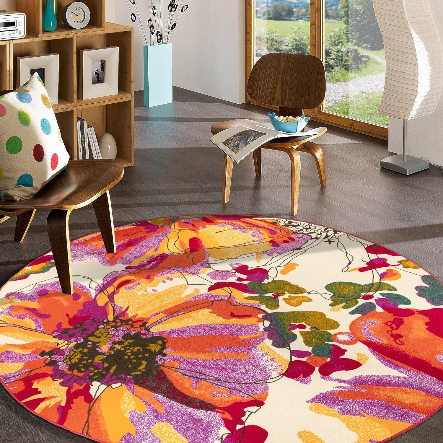 imageRugshop Contemporary GrayBlue Large Floral NonSlip Area Rug 5 x 7 Stylish AccentMulti Color