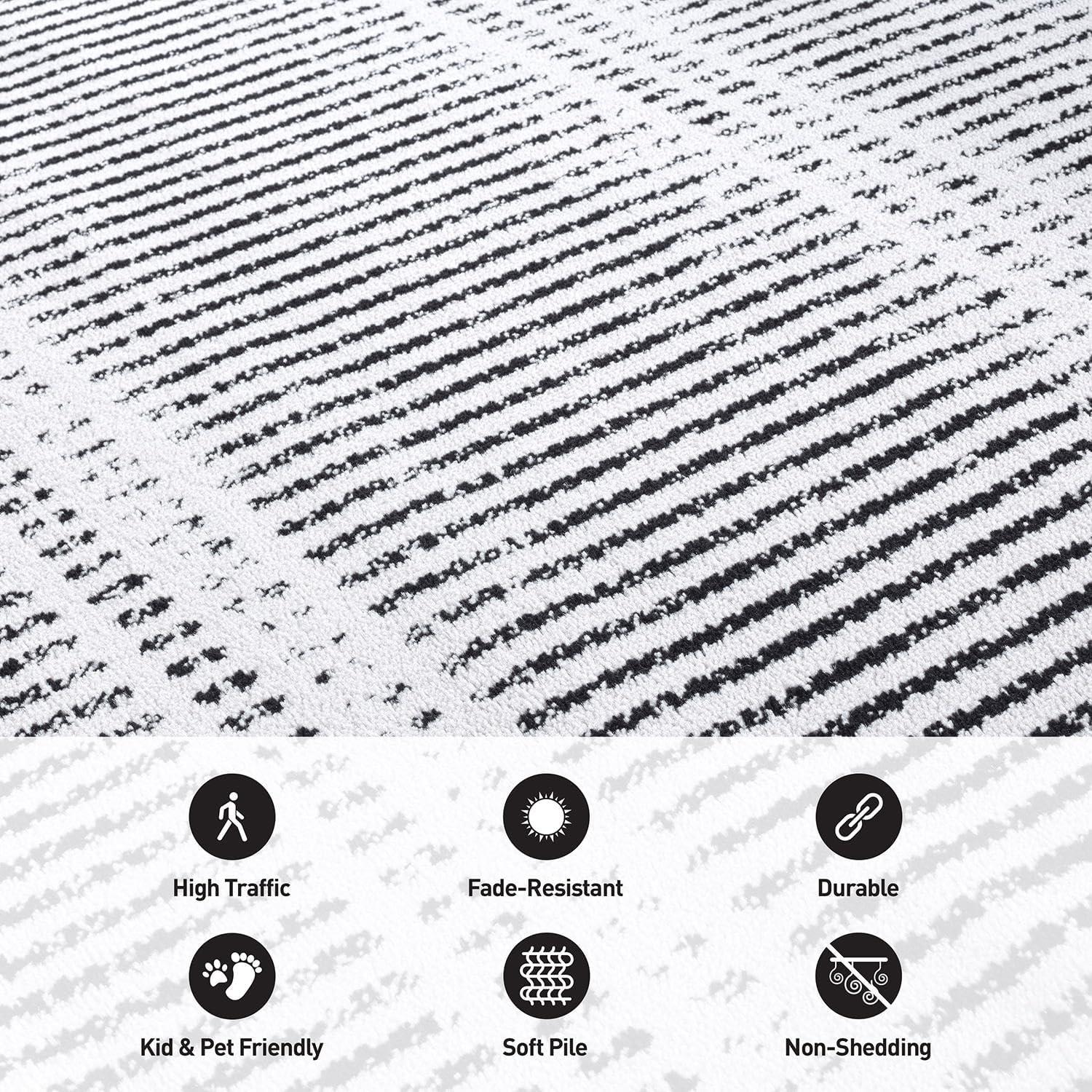 imageRugshop Contemporary Stripe Lines High Traffic Living RoomBedroomKitchen Home Office Area Rug 5 x 7 CreamCream