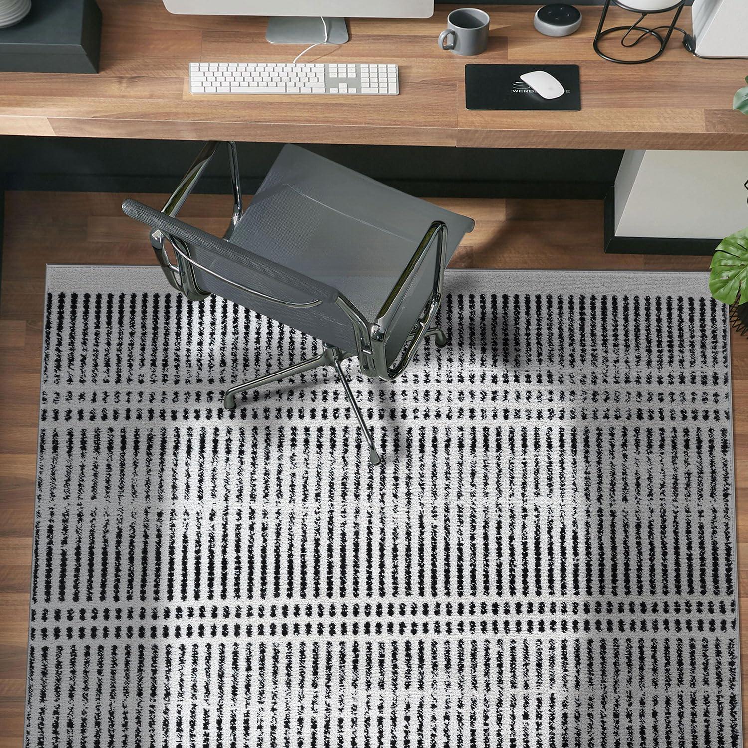 imageRugshop Contemporary Stripe Lines High Traffic Living RoomBedroomKitchen Home Office Area Rug 5 x 7 CreamCream