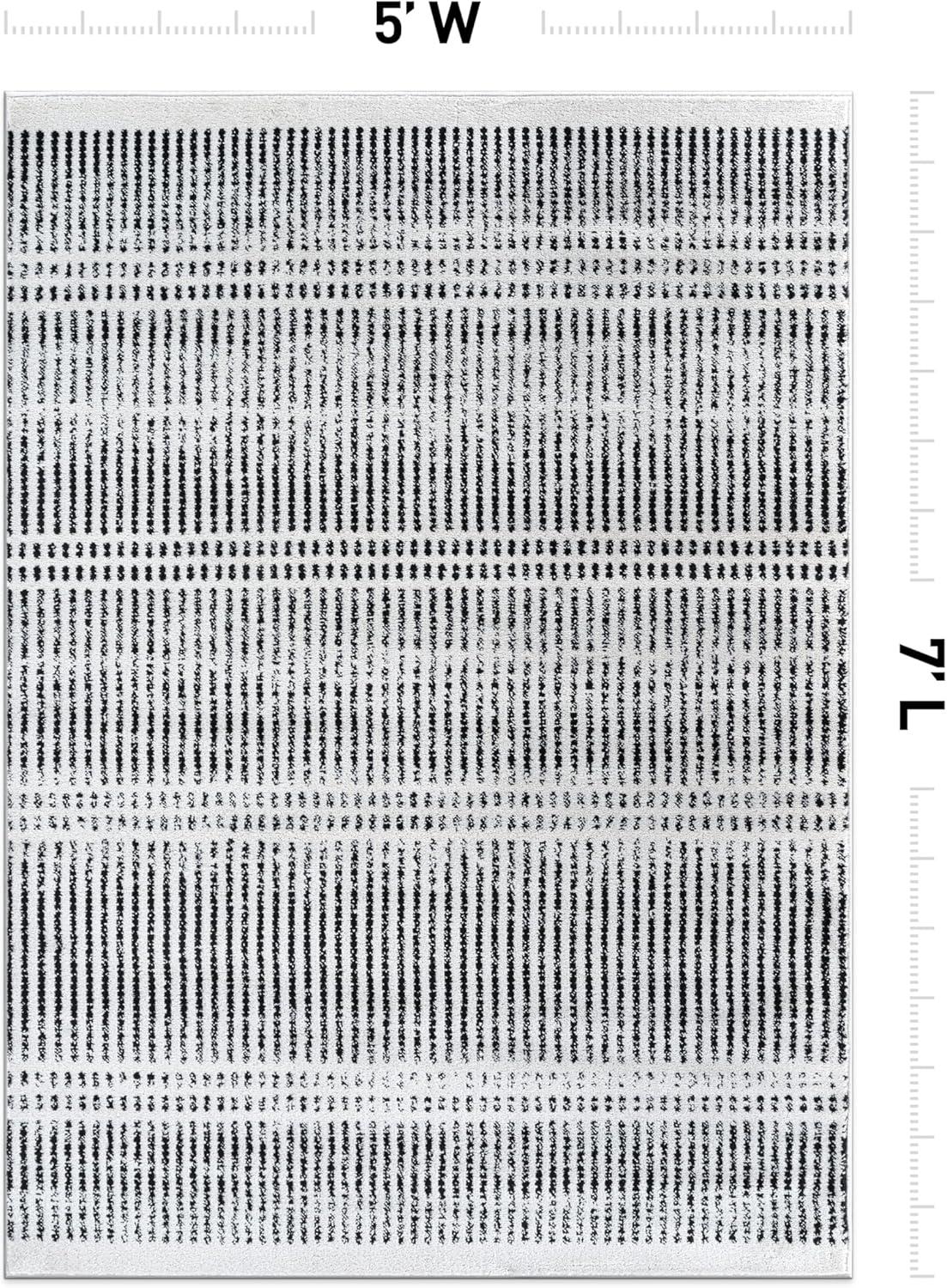 imageRugshop Contemporary Stripe Lines High Traffic Living RoomBedroomKitchen Home Office Area Rug 5 x 7 CreamCream