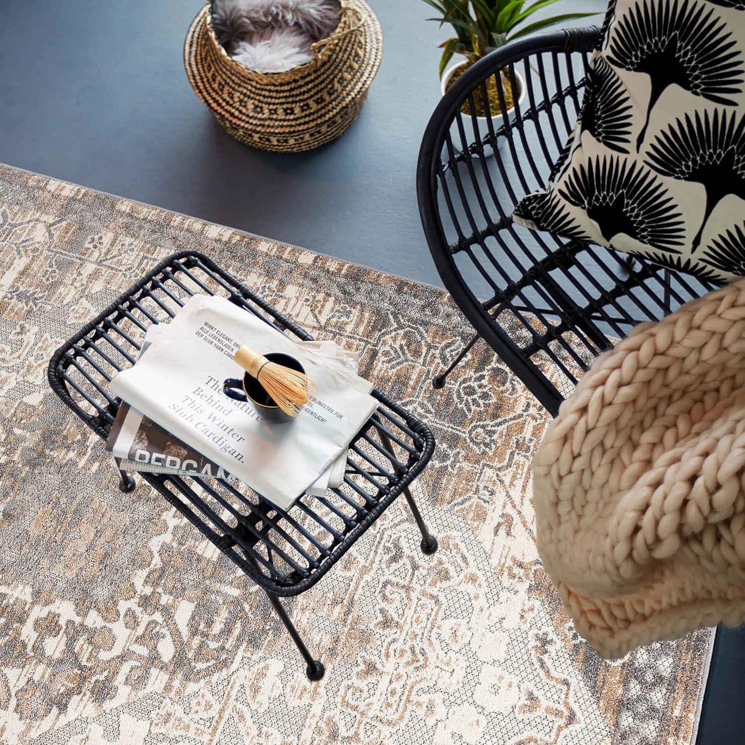 imageRugshop Distressed Traditional IndoorOutdoor Area Rug 5 x 7 BeigeBeige