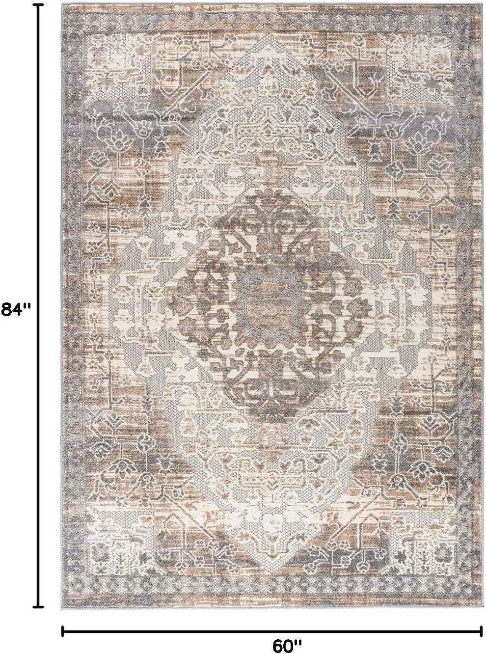 imageRugshop Distressed Traditional IndoorOutdoor Area Rug 5 x 7 BeigeBeige