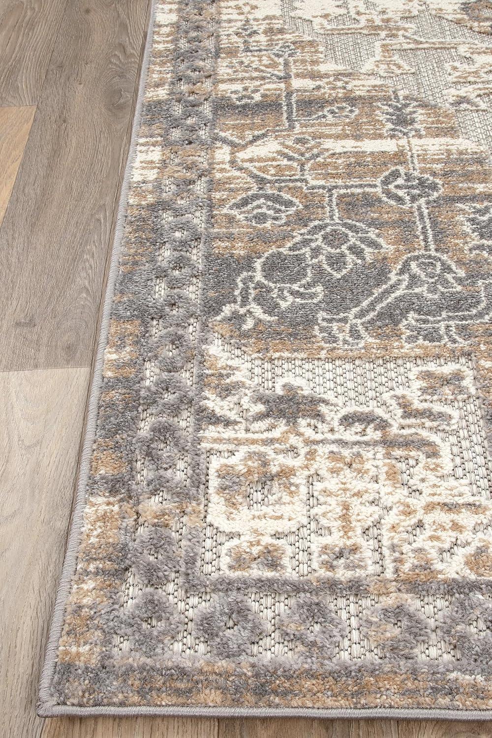 imageRugshop Distressed Traditional IndoorOutdoor Area Rug 5 x 7 BeigeBeige