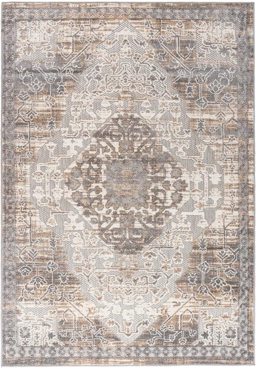 imageRugshop Distressed Traditional IndoorOutdoor Area Rug 5 x 7 BeigeBeige