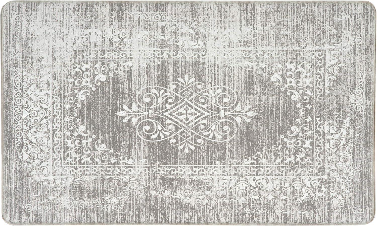 imageRugshop Distressed Traditional Vintage Design Anti Fatigue Standing Mat 18quot x 47quot GrayGrey