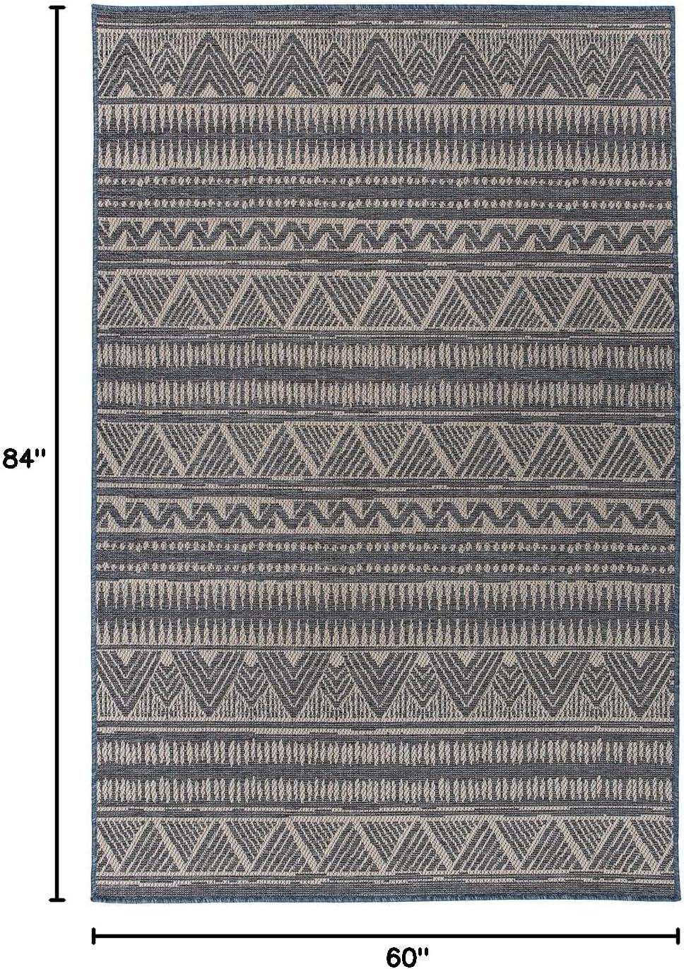 imageRugshop Geometric Bohemian Indoor Outdoor Rug Bohemian Area RugOutdoor Rug Deck Rugs NonShedding Balcony Rugs Boho Patio Rug 5 x 7 BlueBlue