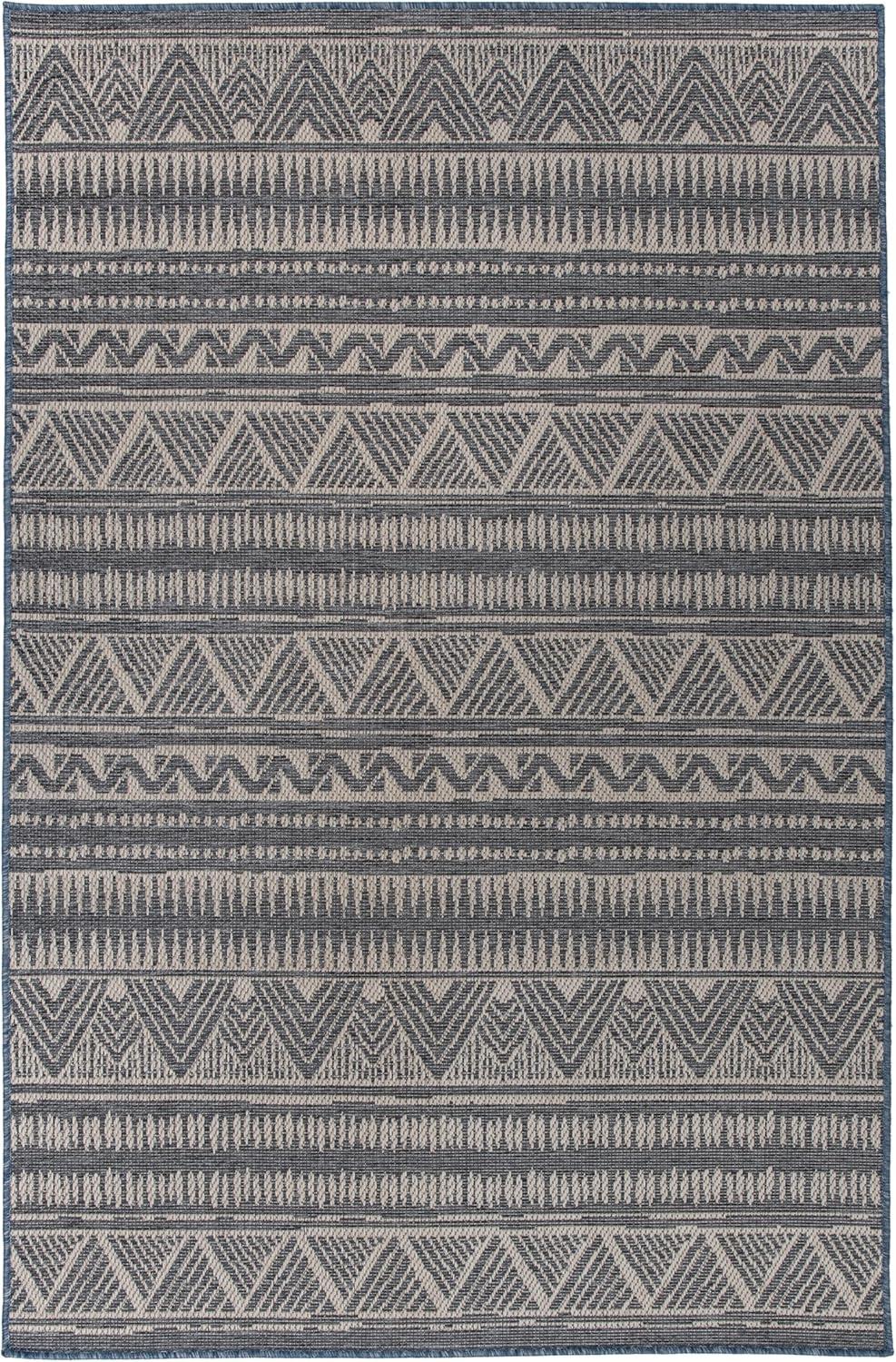 imageRugshop Geometric Bohemian Indoor Outdoor Rug Bohemian Area RugOutdoor Rug Deck Rugs NonShedding Balcony Rugs Boho Patio Rug 5 x 7 BlueBlue