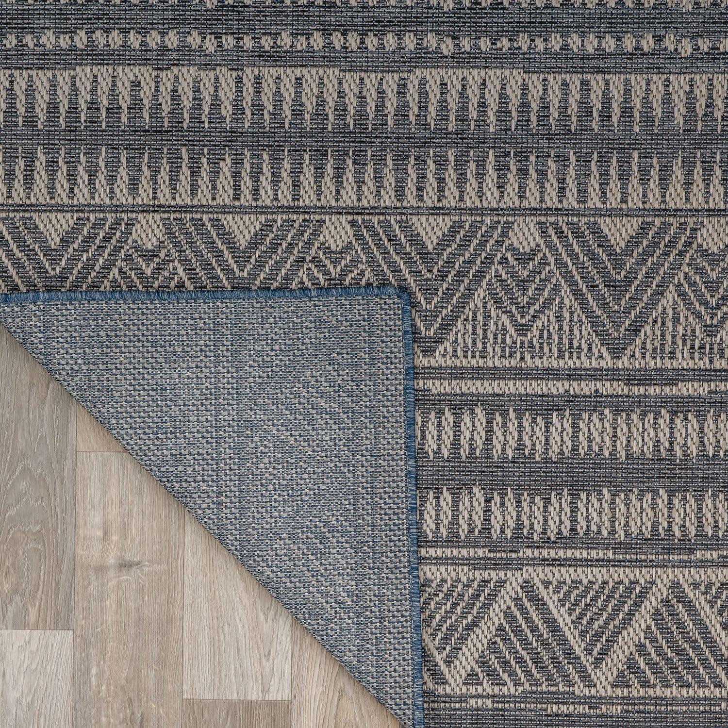 imageRugshop Geometric Bohemian Indoor Outdoor Rug Bohemian Area RugOutdoor Rug Deck Rugs NonShedding Balcony Rugs Boho Patio Rug 5 x 7 BlueBlue