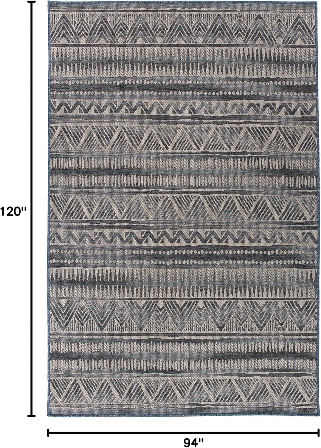 imageRugshop Geometric Bohemian Indoor Outdoor Rug Bohemian Area RugOutdoor Rug Deck Rugs NonShedding Balcony Rugs Boho Patio Rug 5 x 7 BlueBlue