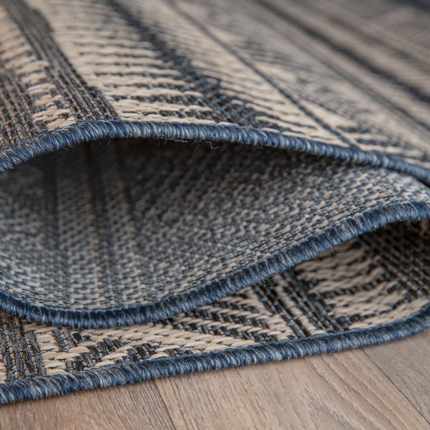 imageRugshop Geometric Bohemian Indoor Outdoor Rug Bohemian Area RugOutdoor Rug Deck Rugs NonShedding Balcony Rugs Boho Patio Rug 5 x 7 BlueBlue