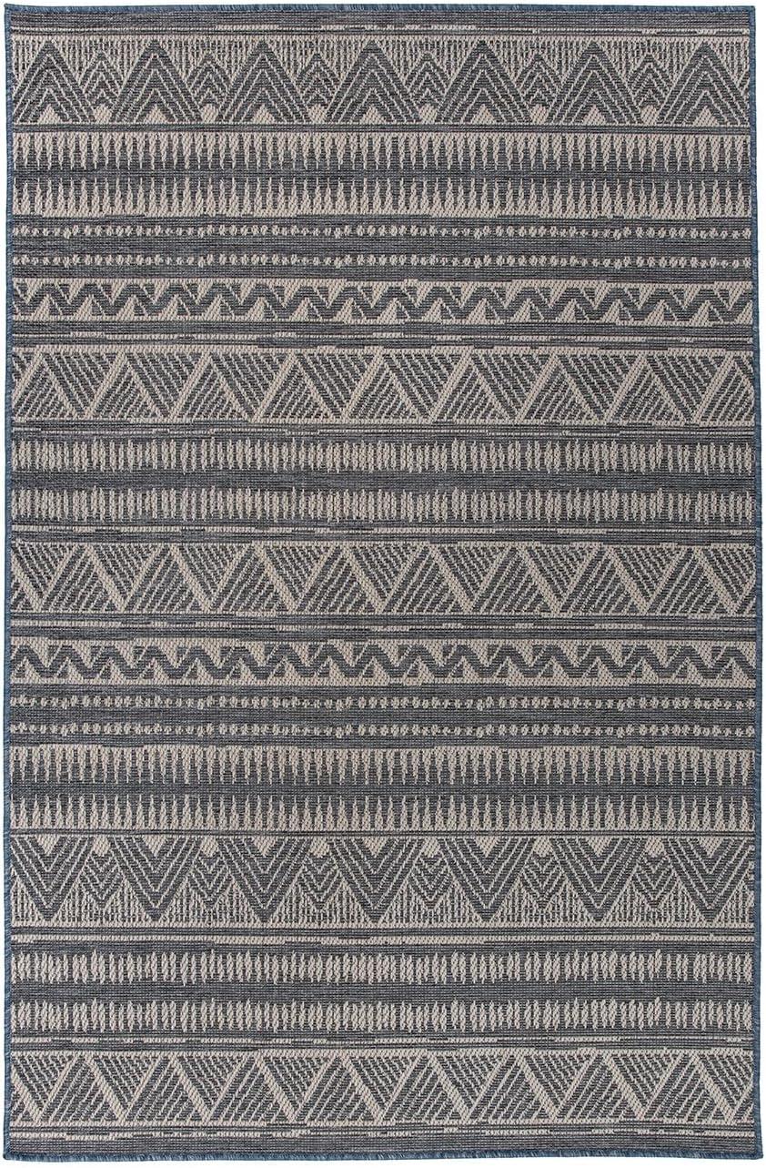 imageRugshop Geometric Bohemian Indoor Outdoor Rug Bohemian Area RugOutdoor Rug Deck Rugs NonShedding Balcony Rugs Boho Patio Rug 5 x 7 BlueBlue