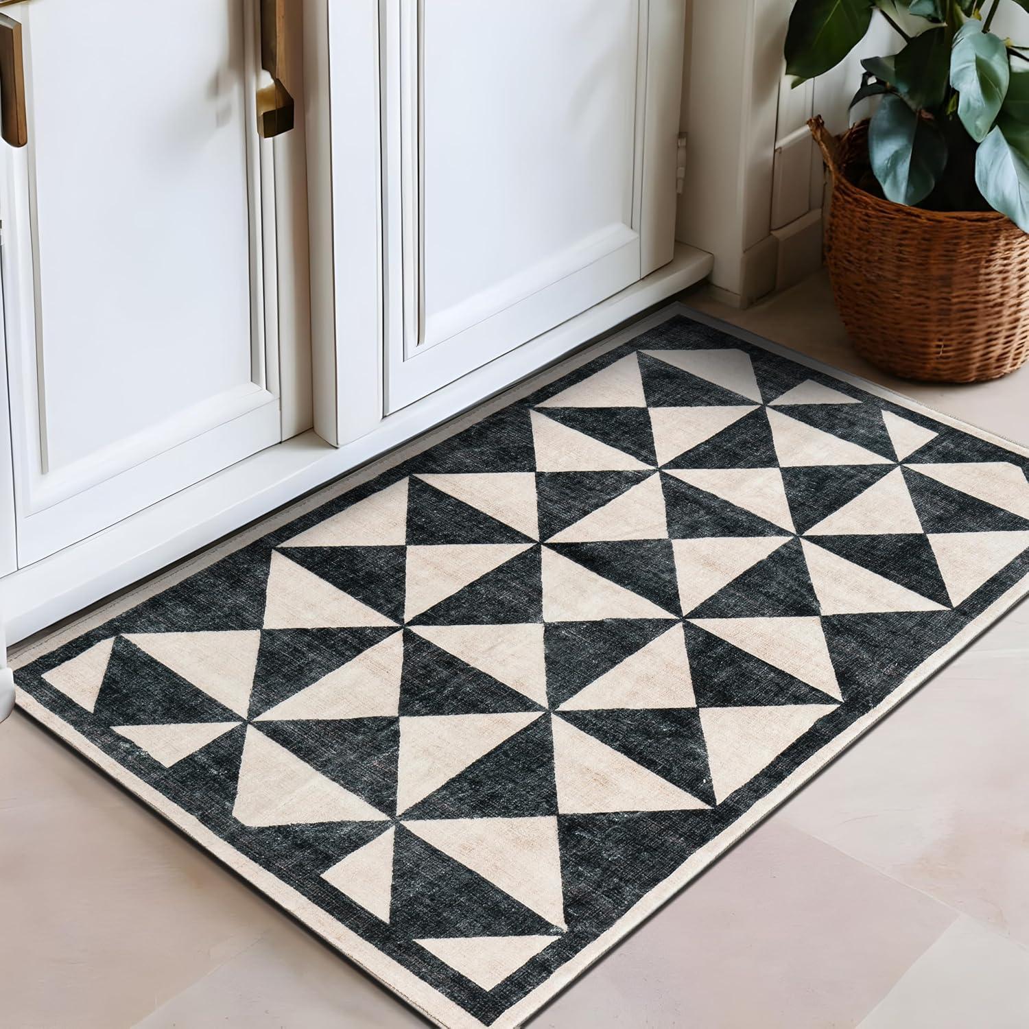 imageRugshop Geometric Diamond Washable Non Slip Area Rug 5 x 7 CreamCream