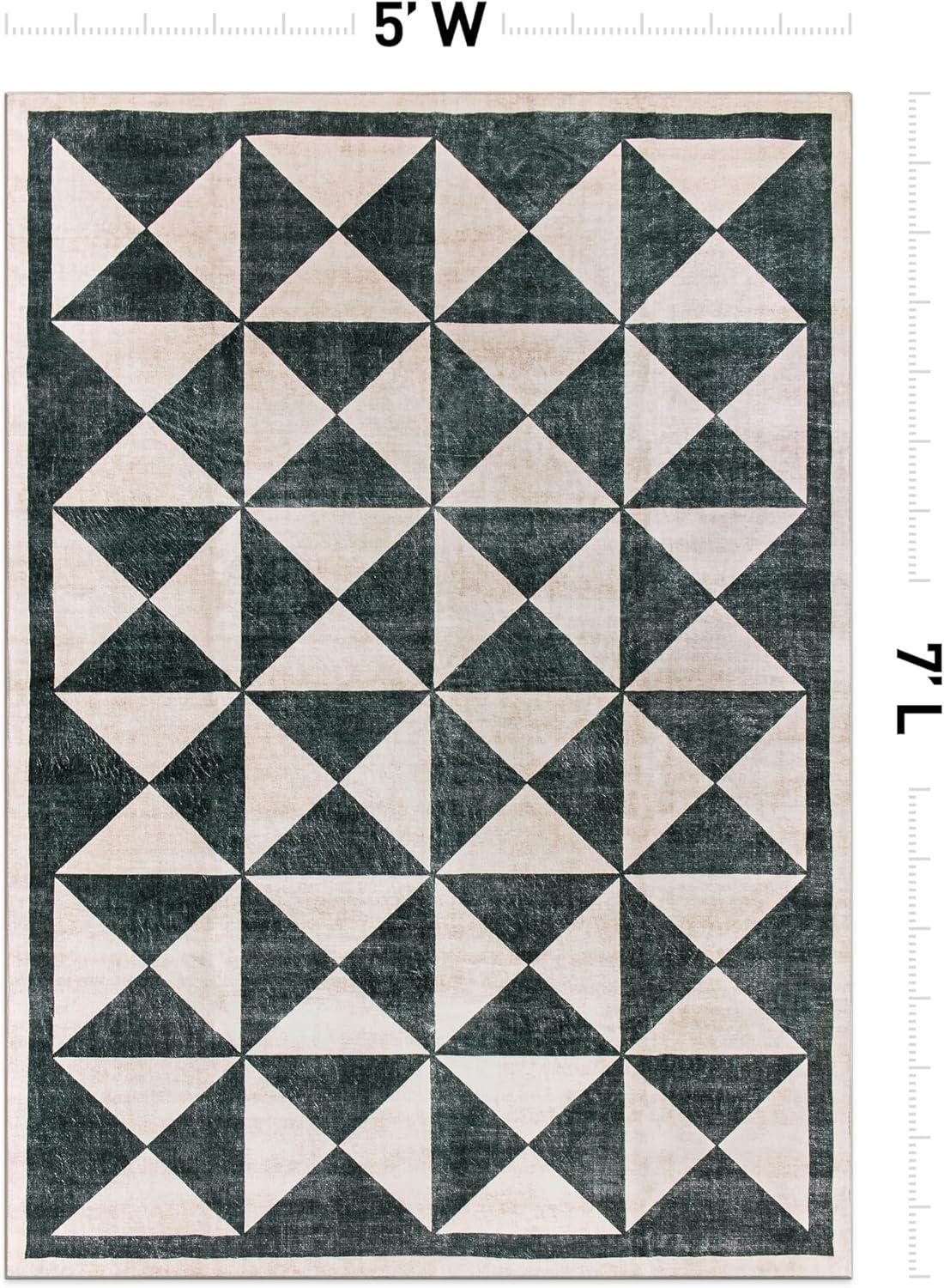 imageRugshop Geometric Diamond Washable Non Slip Area Rug 5 x 7 CreamCream