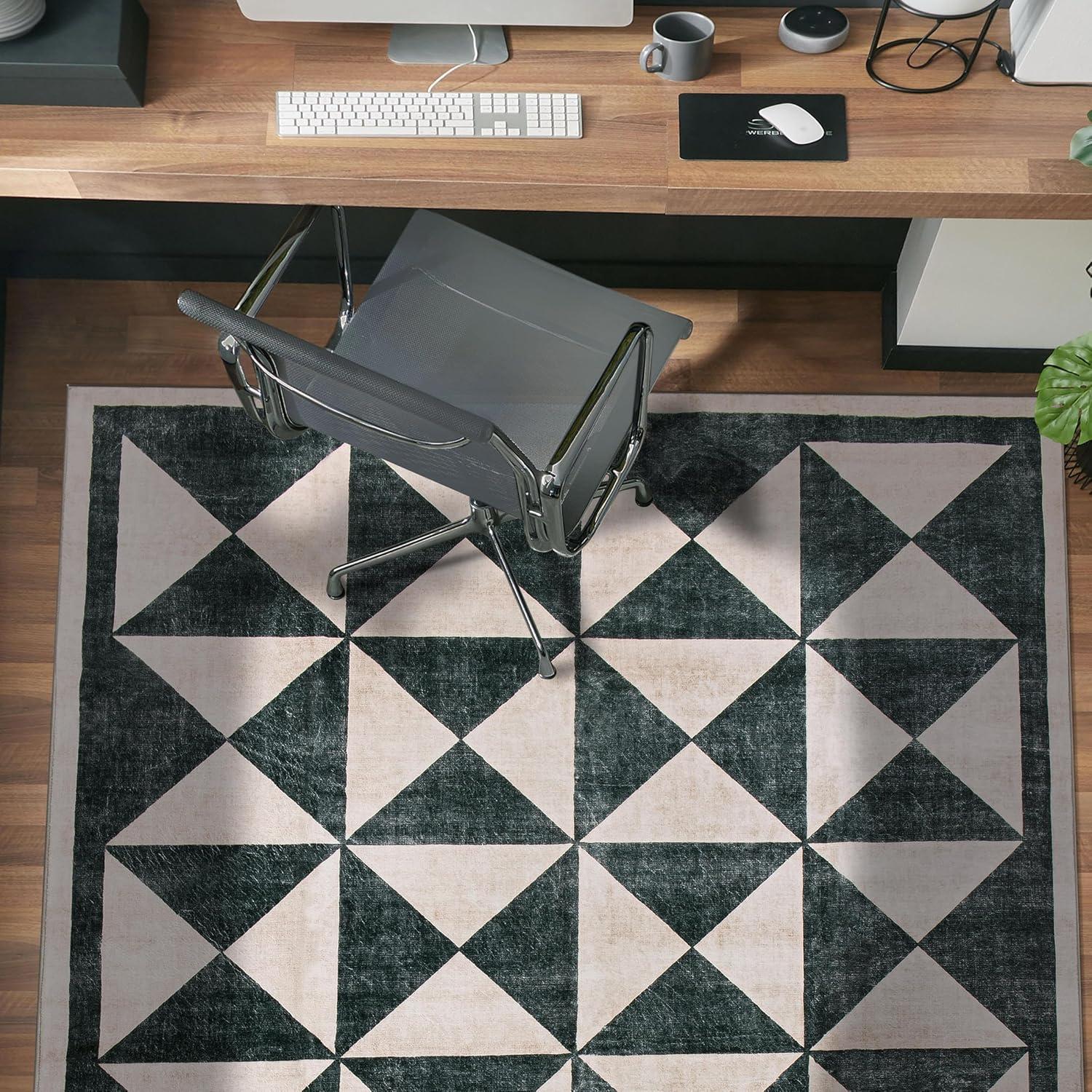 imageRugshop Geometric Diamond Washable Non Slip Area Rug 5 x 7 CreamCream