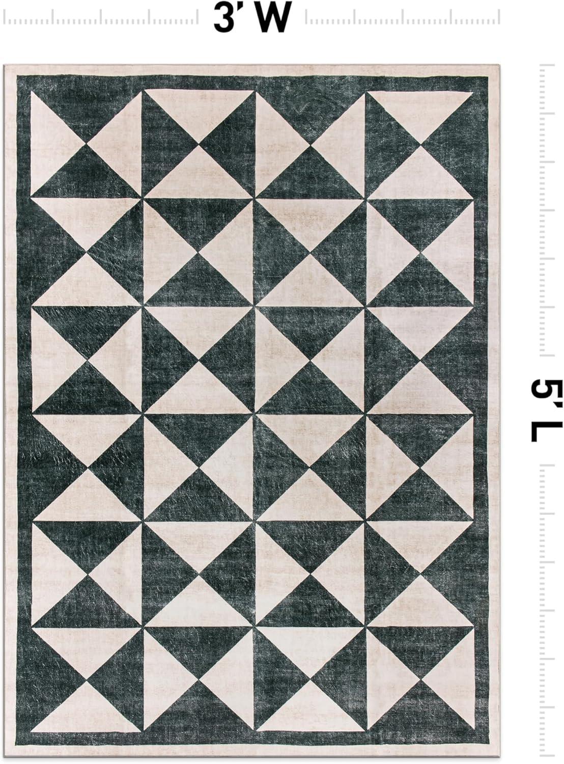 imageRugshop Geometric Diamond Washable Non Slip Area Rug 5 x 7 CreamCream