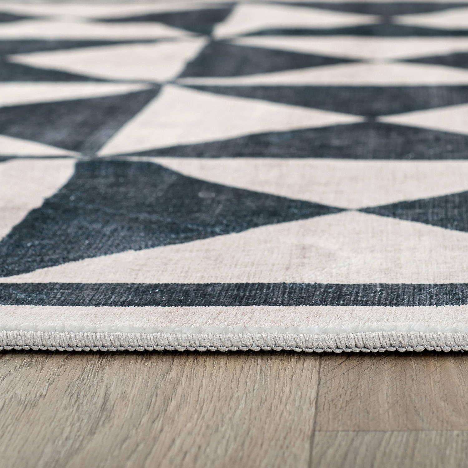 imageRugshop Geometric Diamond Washable Non Slip Area Rug 5 x 7 CreamCream