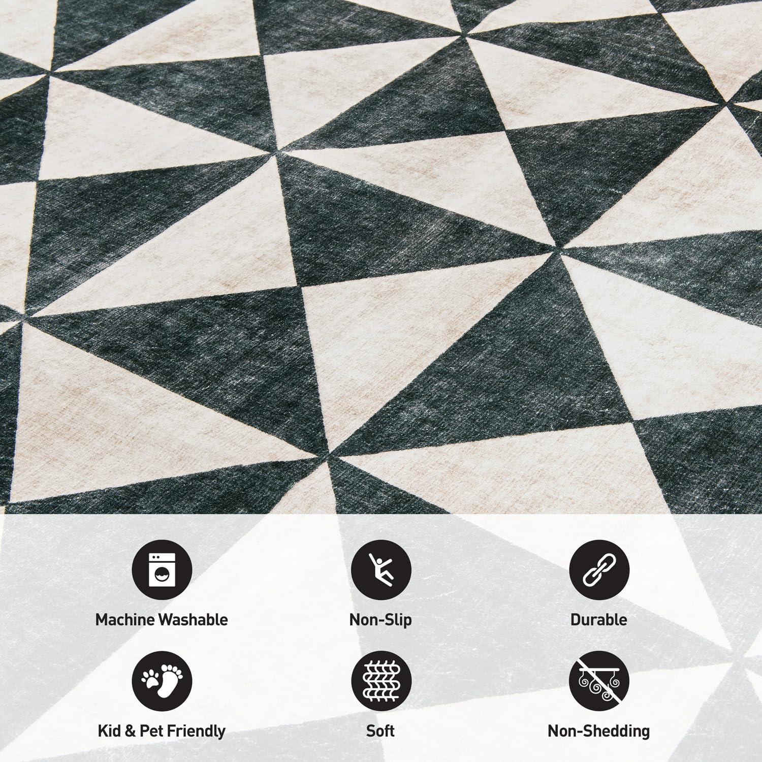 imageRugshop Geometric Diamond Washable Non Slip Area Rug 5 x 7 CreamCream