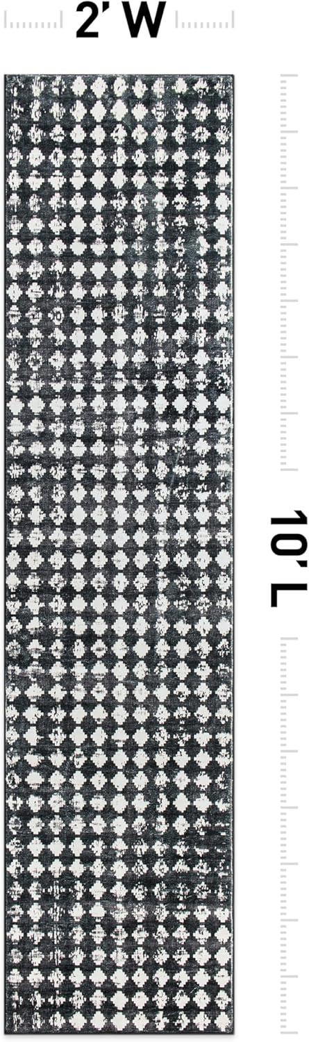 imageRugshop Geometric Distressed Abstract Washable Non Slip Area Rug 5 x 7 IvoryBlack