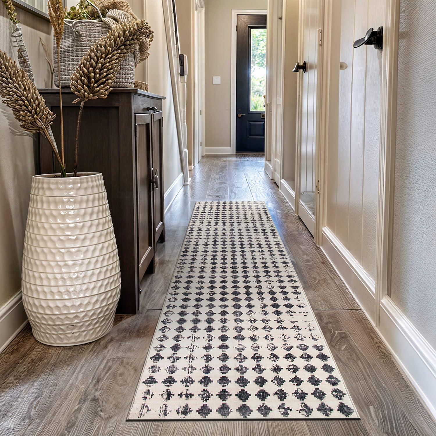 imageRugshop Geometric Distressed Abstract Washable Non Slip Area Rug 5 x 7 IvoryIvory