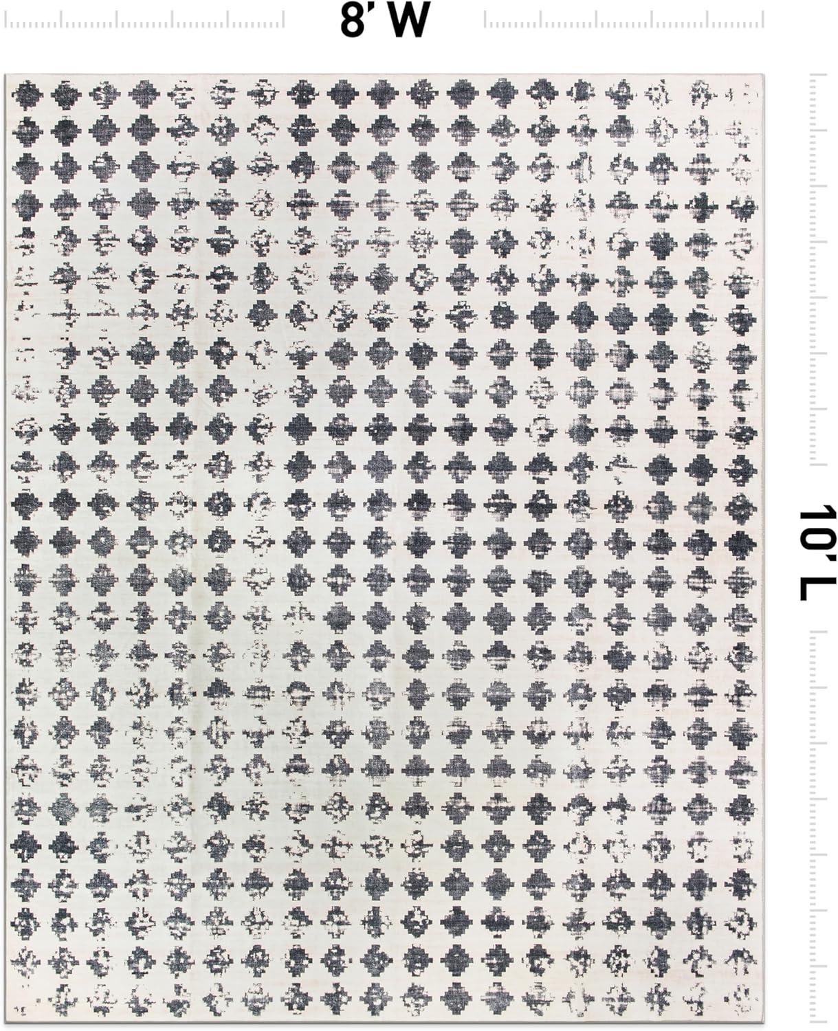 imageRugshop Geometric Distressed Abstract Washable Non Slip Area Rug 5 x 7 IvoryIvory