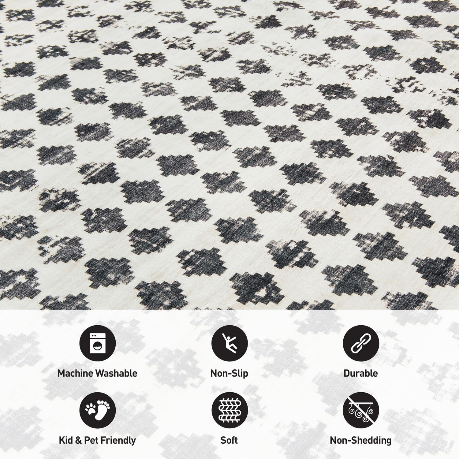 imageRugshop Geometric Distressed Abstract Washable Non Slip Area Rug 5 x 7 IvoryIvory