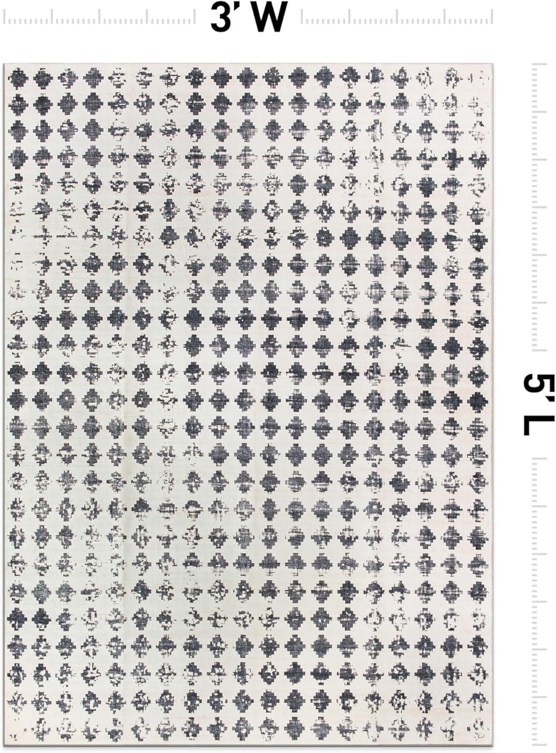 imageRugshop Geometric Distressed Abstract Washable Non Slip Area Rug 5 x 7 IvoryIvory