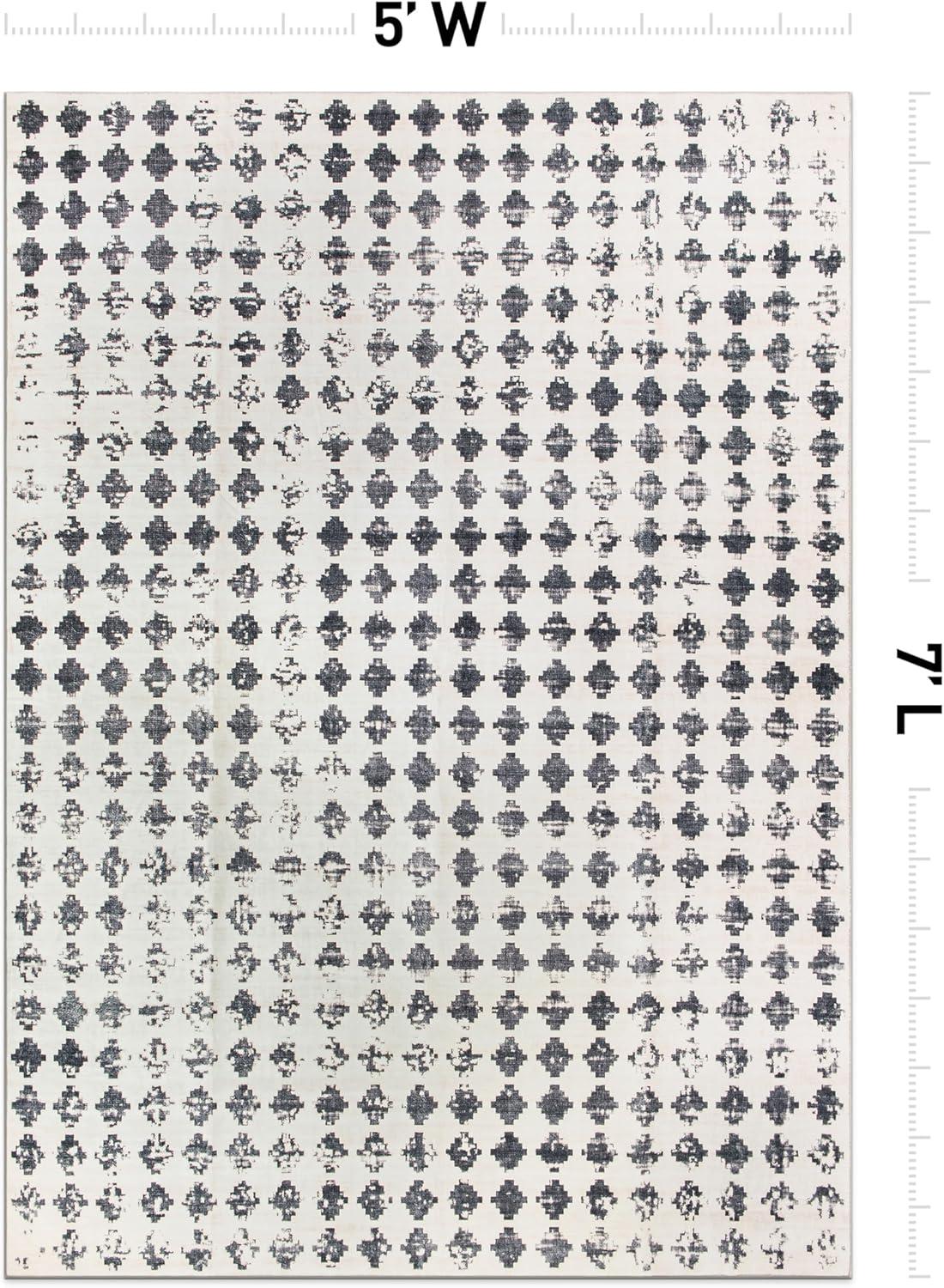 imageRugshop Geometric Distressed Abstract Washable Non Slip Area Rug 5 x 7 IvoryIvory