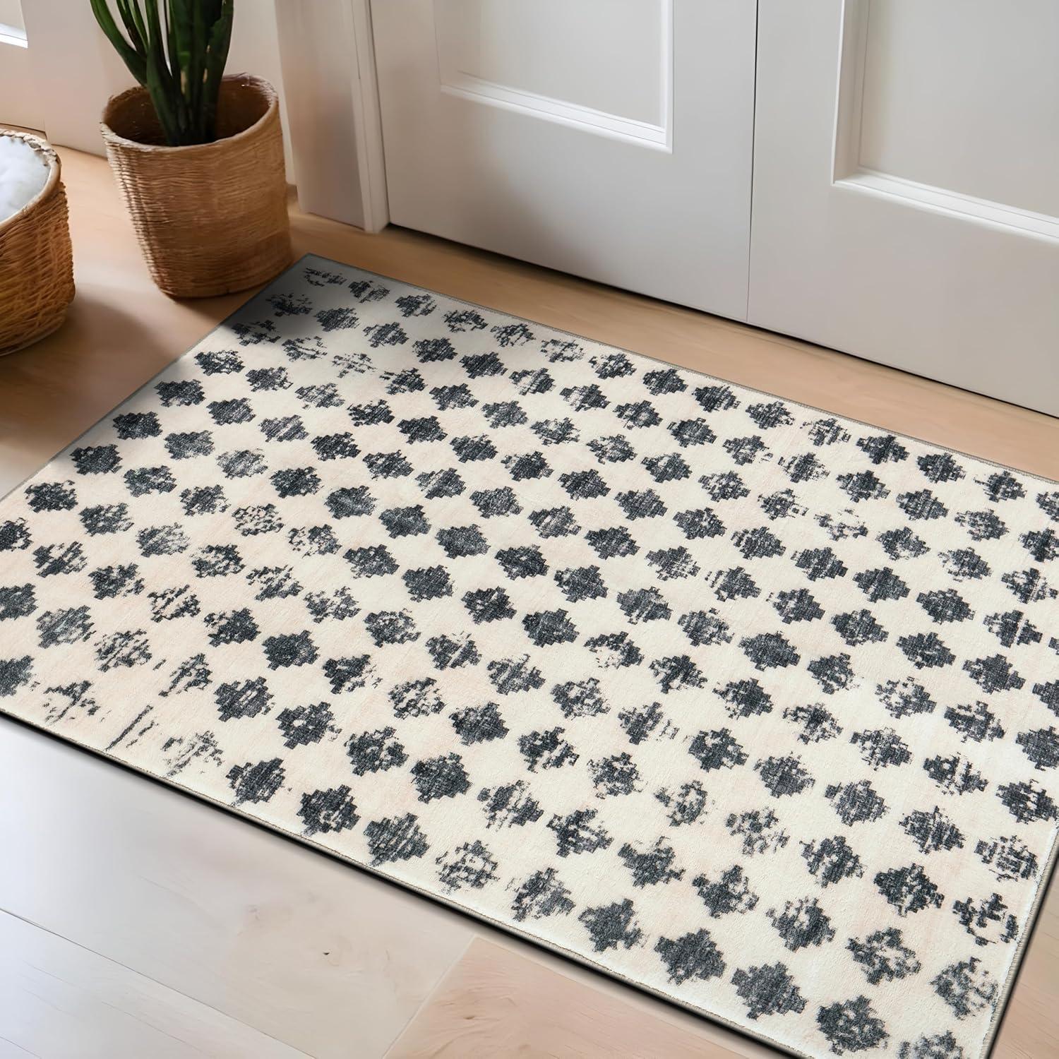 imageRugshop Geometric Distressed Abstract Washable Non Slip Area Rug 5 x 7 IvoryIvory
