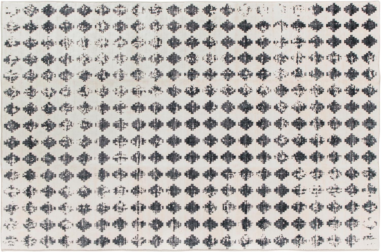 imageRugshop Geometric Distressed Abstract Washable Non Slip Area Rug 5 x 7 IvoryIvory