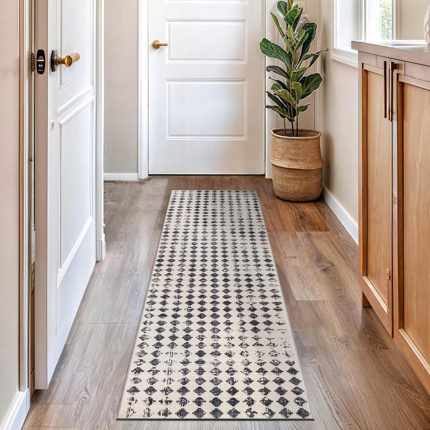 imageRugshop Geometric Distressed Abstract Washable Non Slip Area Rug 5 x 7 IvoryIvory