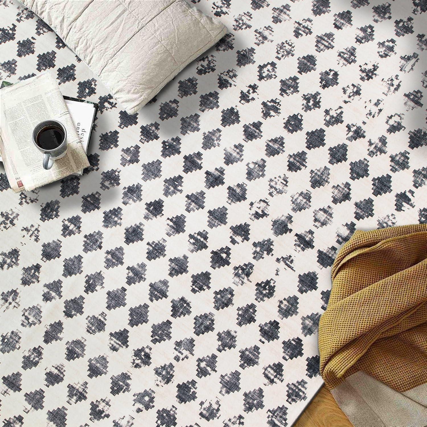 imageRugshop Geometric Distressed Abstract Washable Non Slip Area Rug 5 x 7 IvoryIvory