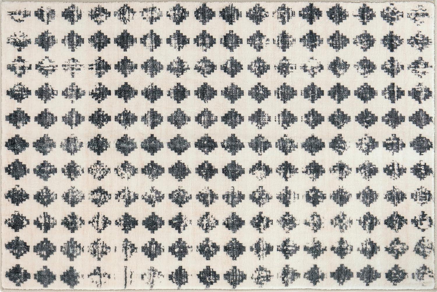 imageRugshop Geometric Distressed Abstract Washable Non Slip Area Rug 5 x 7 IvoryIvory