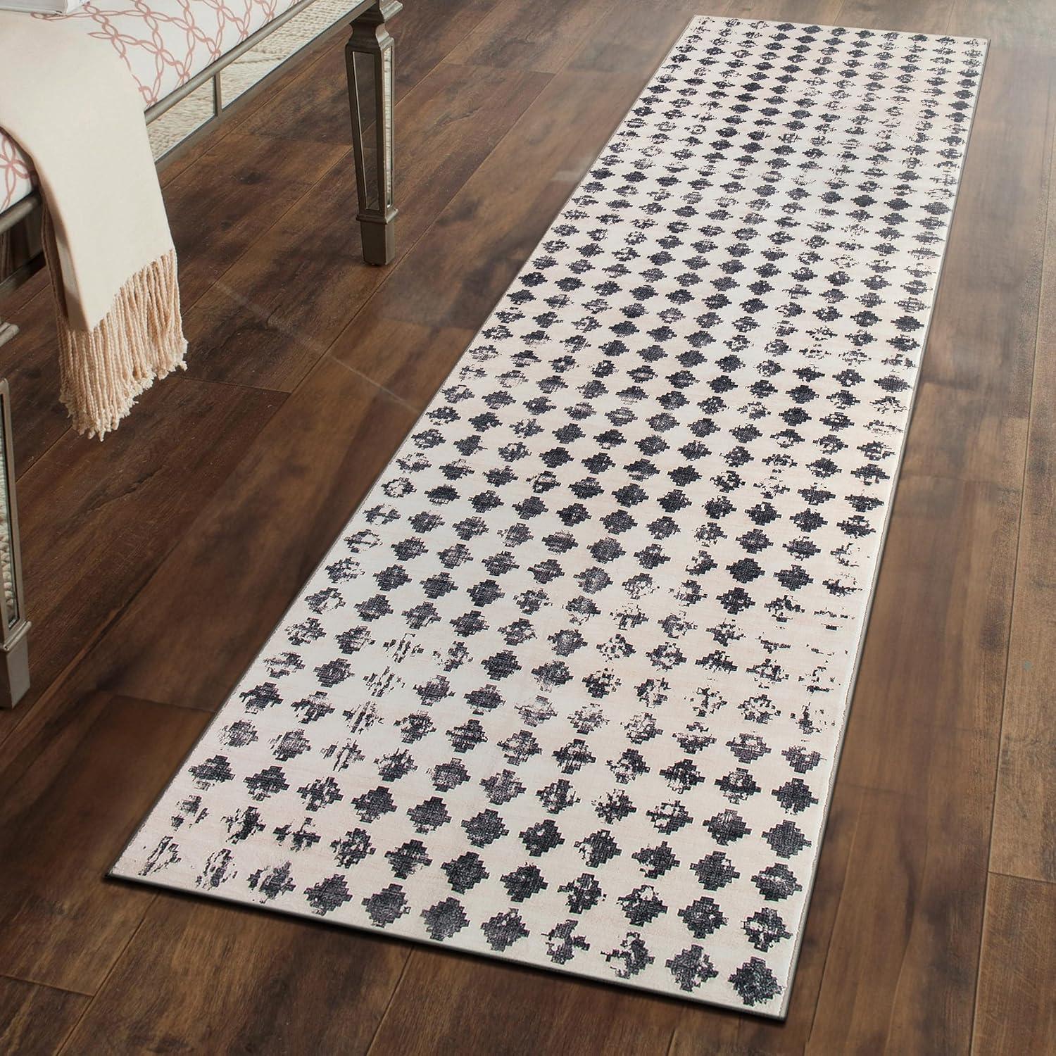 imageRugshop Geometric Distressed Abstract Washable Non Slip Area Rug 5 x 7 IvoryIvory