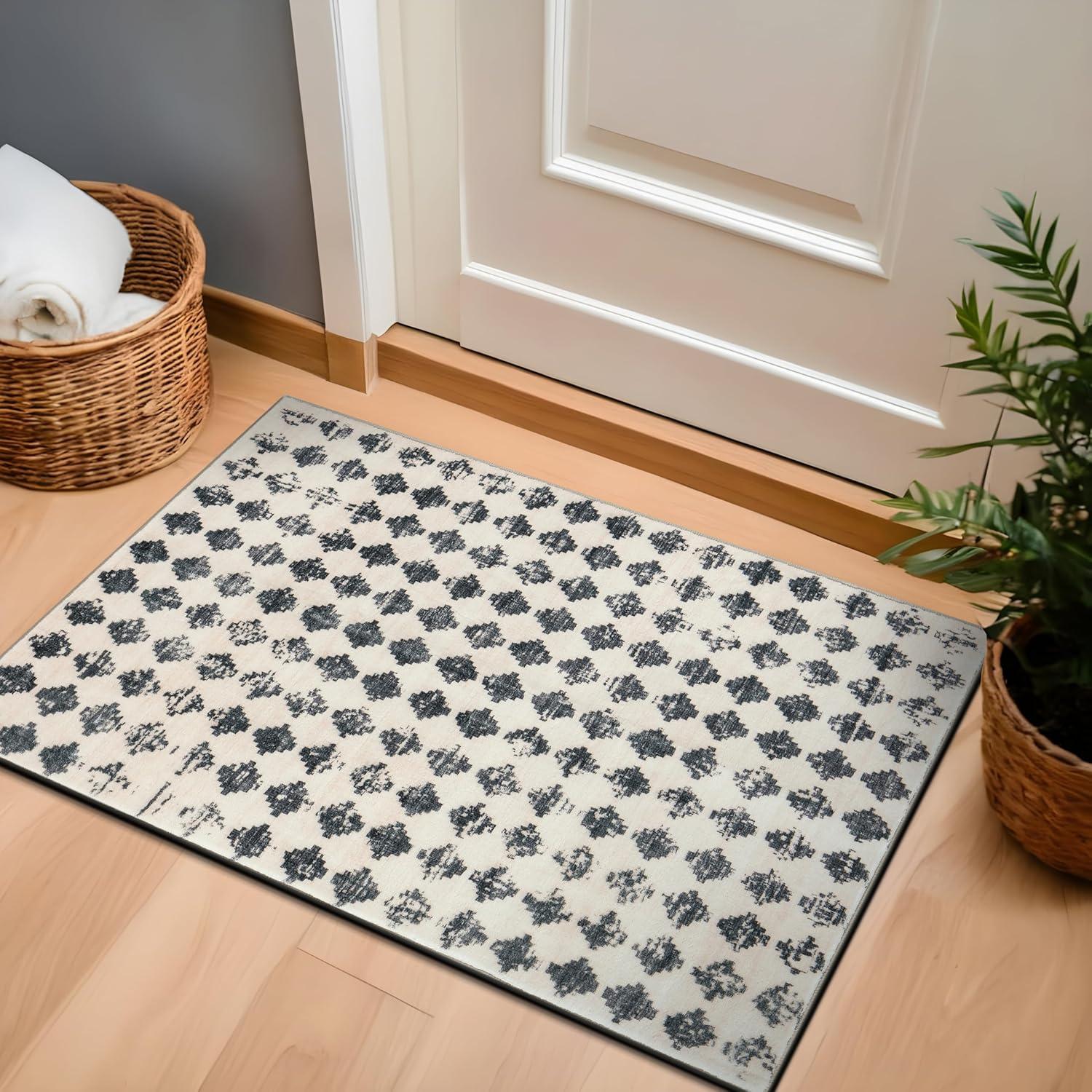 imageRugshop Geometric Distressed Abstract Washable Non Slip Area Rug 5 x 7 IvoryIvory