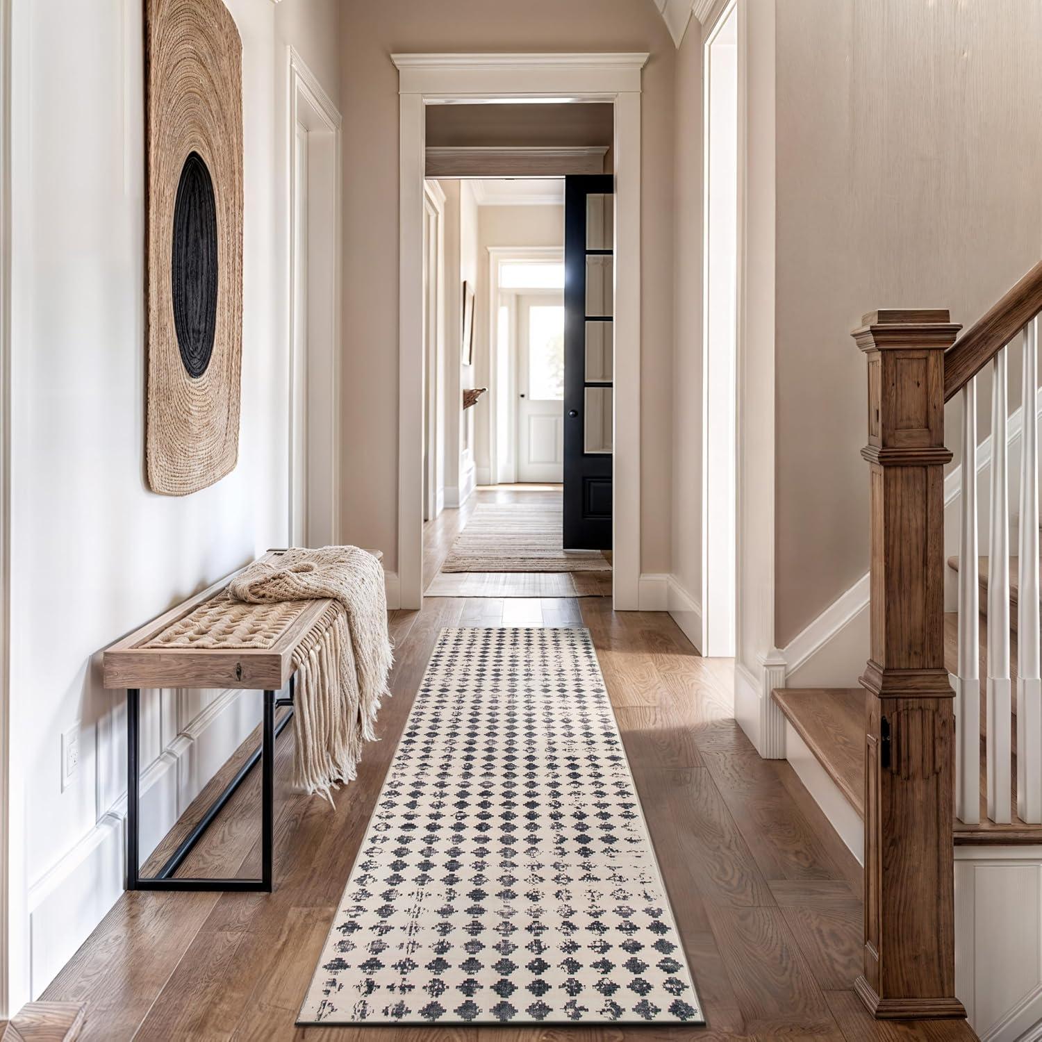 imageRugshop Geometric Distressed Abstract Washable Non Slip Area Rug 5 x 7 IvoryIvory