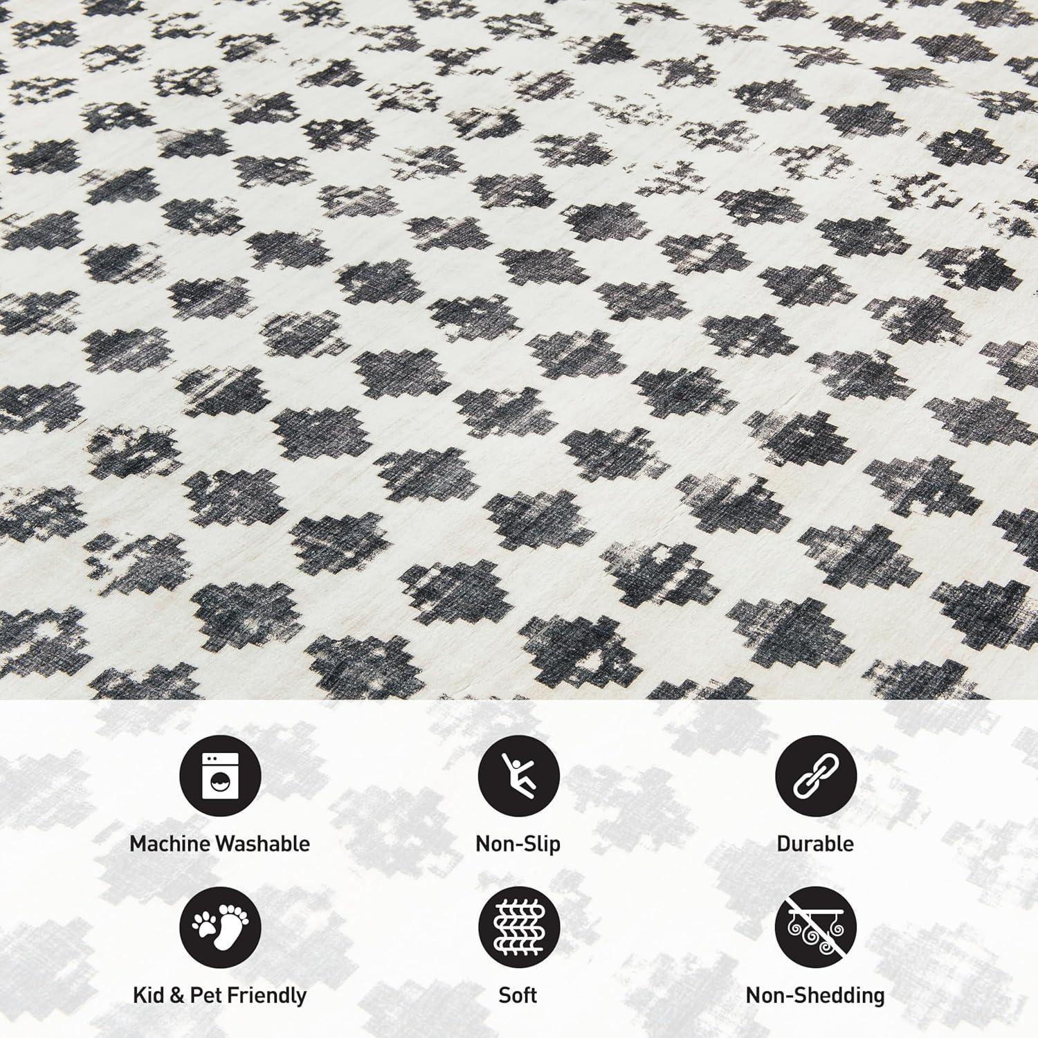 imageRugshop Geometric Distressed Abstract Washable Non Slip Area Rug 5 x 7 IvoryIvory