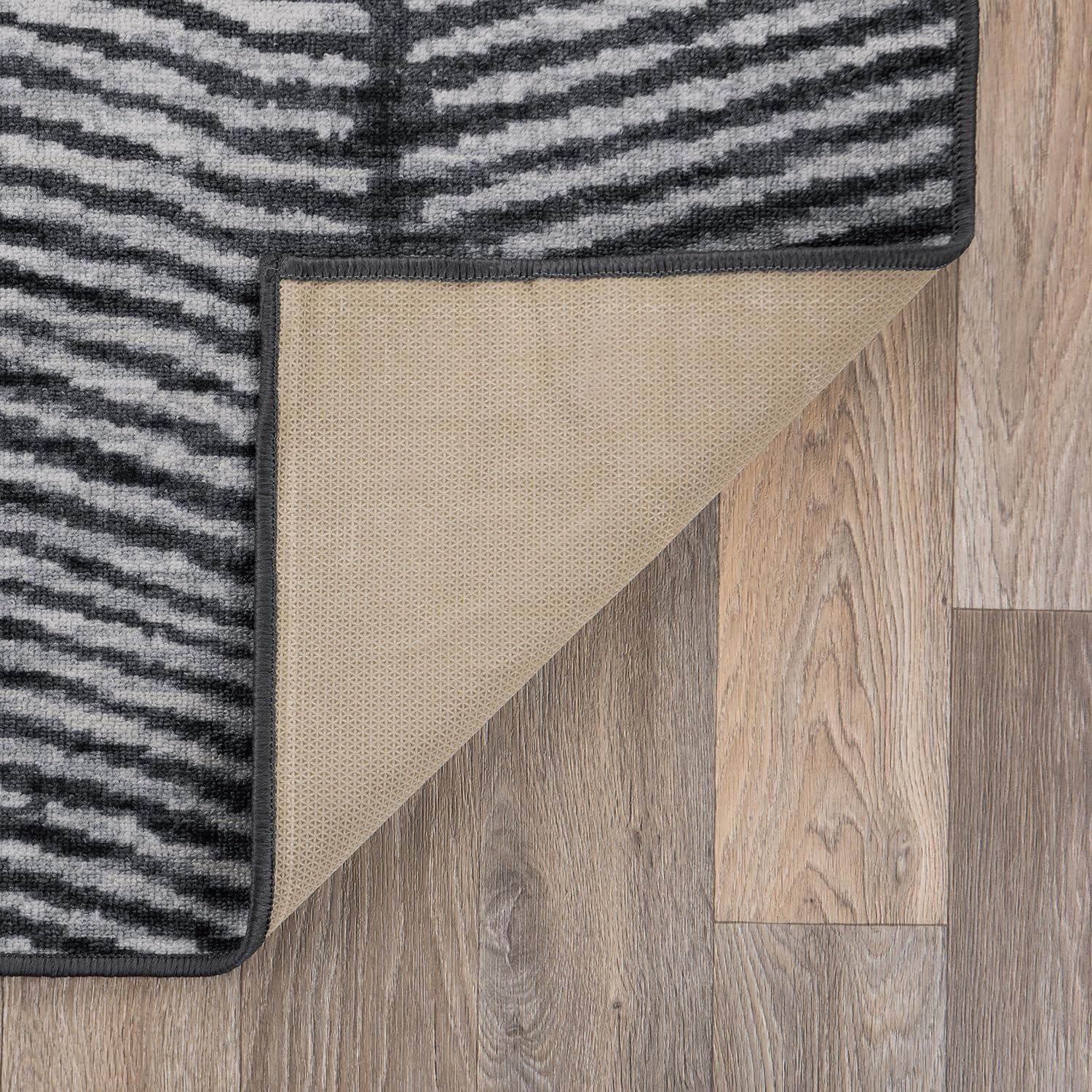 imageRugshop Geometric Stripe Distressed High Traffic Living RoomBedroomKitchen Home Office Non Slip Area Rug 5 x 7 GrayGrey