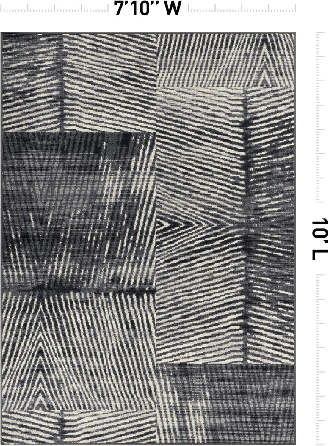 imageRugshop Geometric Stripe Distressed High Traffic Living RoomBedroomKitchen Home Office Non Slip Area Rug 5 x 7 GrayGrey